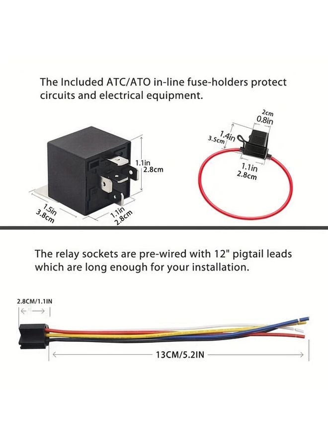 2 Packs Automotive 5 Pin 30 40A 12V SPDT Relays With Sockets And Fuse Holders - Image 2